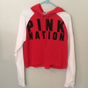 Pink and white PINK NATION hoodie
